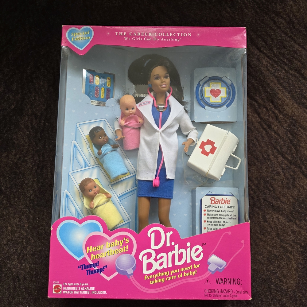 Dr. Barbie Doll and 3 Baby Dolls Career Collection 1995 Mattel